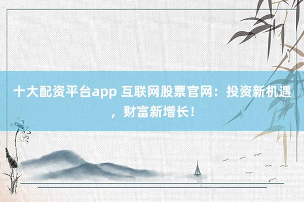 十大配资平台app 互联网股票官网：投资新机遇，财富新增长！